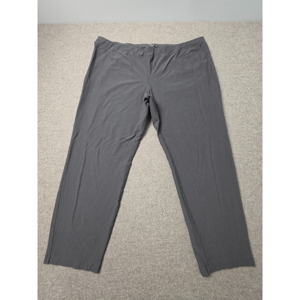 Eileen Fisher Crop Pants Womens 2X Gray Stretch Relaxed Elastic Waist Pull On